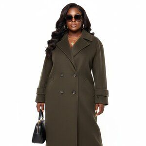 Vintage Style Choc Brown Double Breasted Maxi Coat